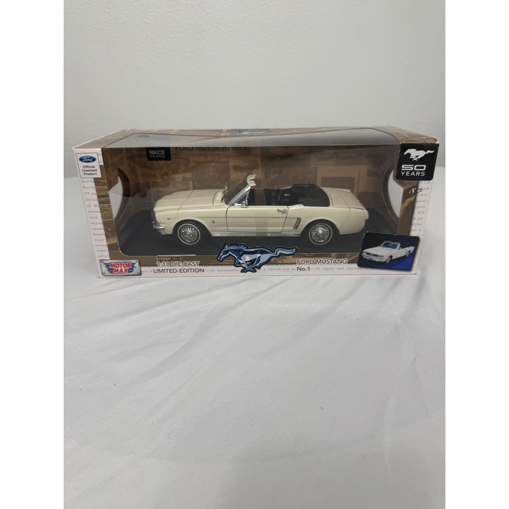 Motor Max 1964 1/2 Ford Mustang 50 Years Limited Edition 1:18 Die-Cast White